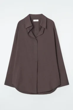 Discount COS THE DRAPED SILK SHIRT WALNUT