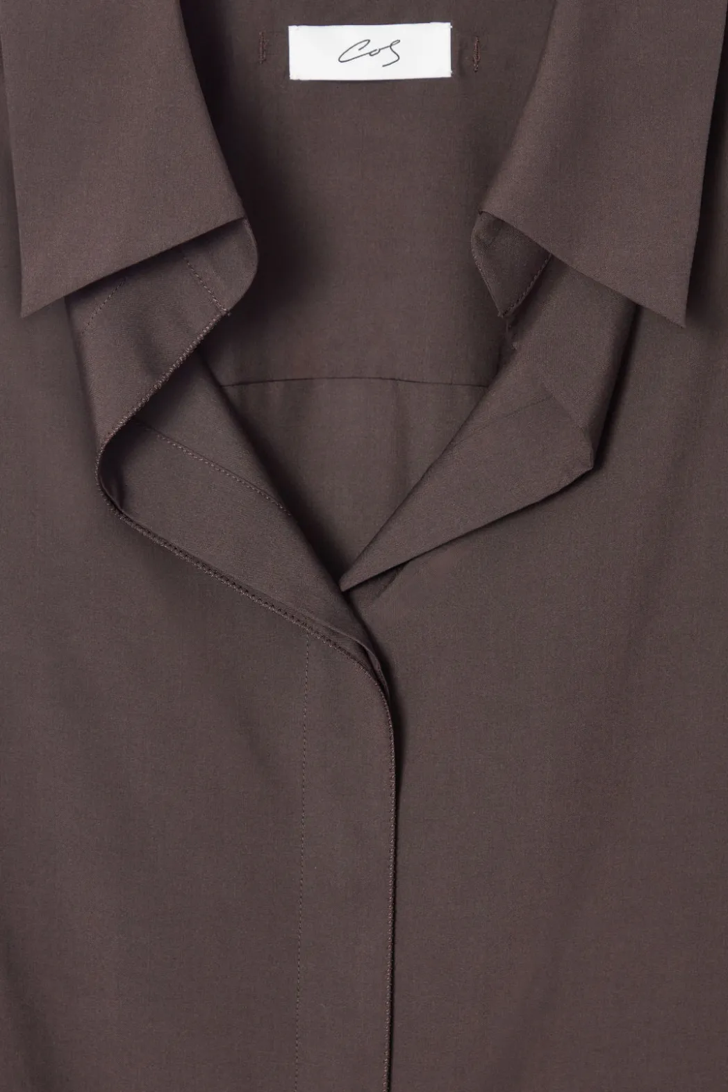 Discount COS THE DRAPED SILK SHIRT WALNUT
