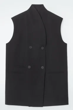 Discount COS THE ELONGATED SLEEVELESS BLAZER CARBON