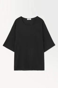 Hot COS THE ESSENTIAL FLUID WOVEN T-SHIRT BLACK