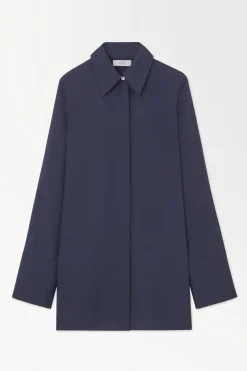 Outlet COS THE ESSENTIAL SILK SHIRT NAVY
