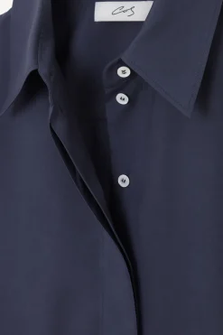 Outlet COS THE ESSENTIAL SILK SHIRT NAVY