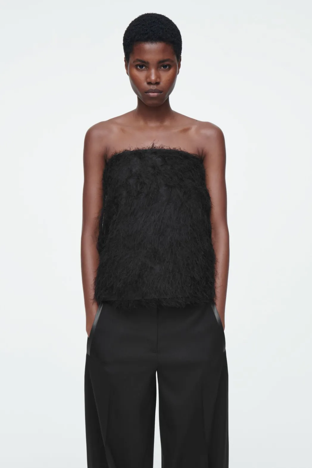 Discount COS THE FEATHERED BANDEAU CARBON