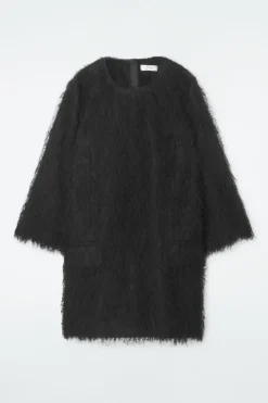 Outlet COS THE FEATHERED MINI SHIFT DRESS CARBON