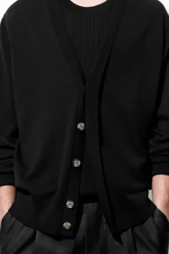 COS THE FINE KNIT V-NECK CARDIGAN BLACK