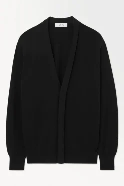 COS THE FINE KNIT V-NECK CARDIGAN BLACK
