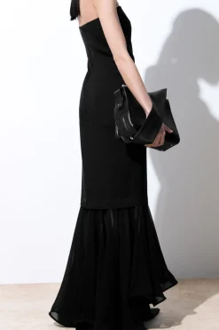 COS THE FISHTAIL BANDEAU MAXI DRESS BLACK