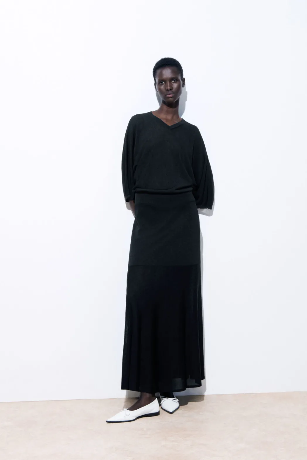 Best COS THE FLARED KNITTED MAXI SKIRT BLACK