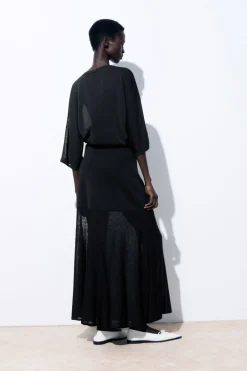 Best COS THE FLARED KNITTED MAXI SKIRT BLACK