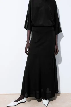 Best COS THE FLARED KNITTED MAXI SKIRT BLACK