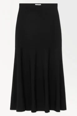 Best COS THE FLARED KNITTED MAXI SKIRT BLACK