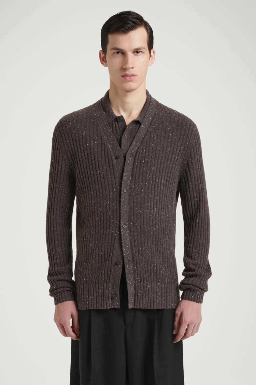 Clearance COS THE FLECKED WOOL CARDIGAN CHOCOLATE