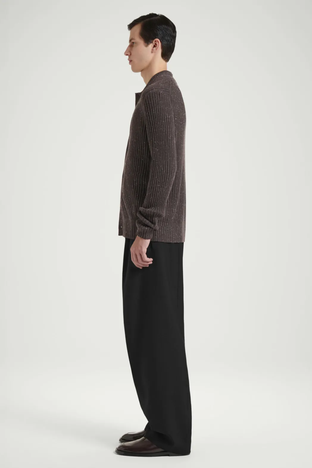 Clearance COS THE FLECKED WOOL CARDIGAN CHOCOLATE
