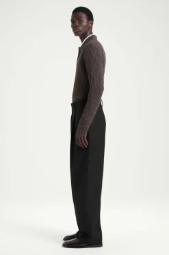 Online COS THE FLECKED WOOL POLO SHIRT CHOCOLATE