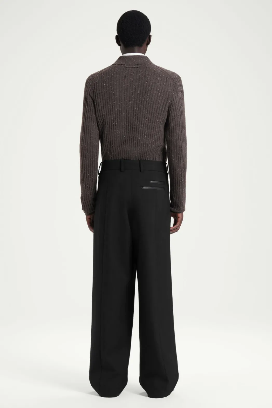 Online COS THE FLECKED WOOL POLO SHIRT CHOCOLATE