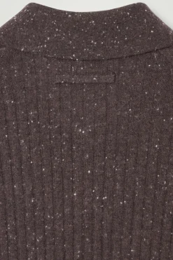 Online COS THE FLECKED WOOL POLO SHIRT CHOCOLATE