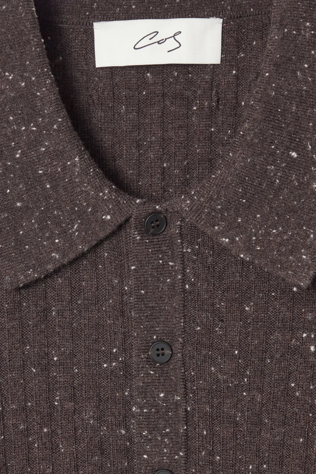 Online COS THE FLECKED WOOL POLO SHIRT CHOCOLATE