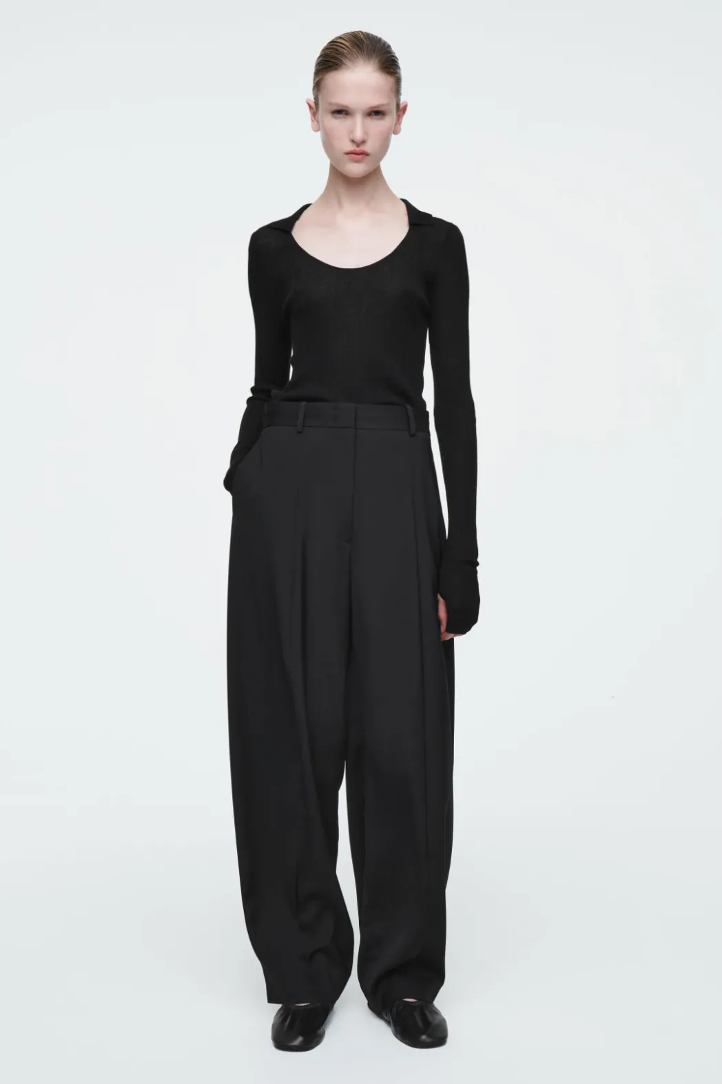 Best COS THE FLUID BARREL-LEG PANTS CARBON
