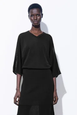 Hot COS THE FLUID KNITTED T-SHIRT BLACK
