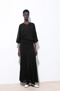 Hot COS THE FLUID KNITTED T-SHIRT BLACK