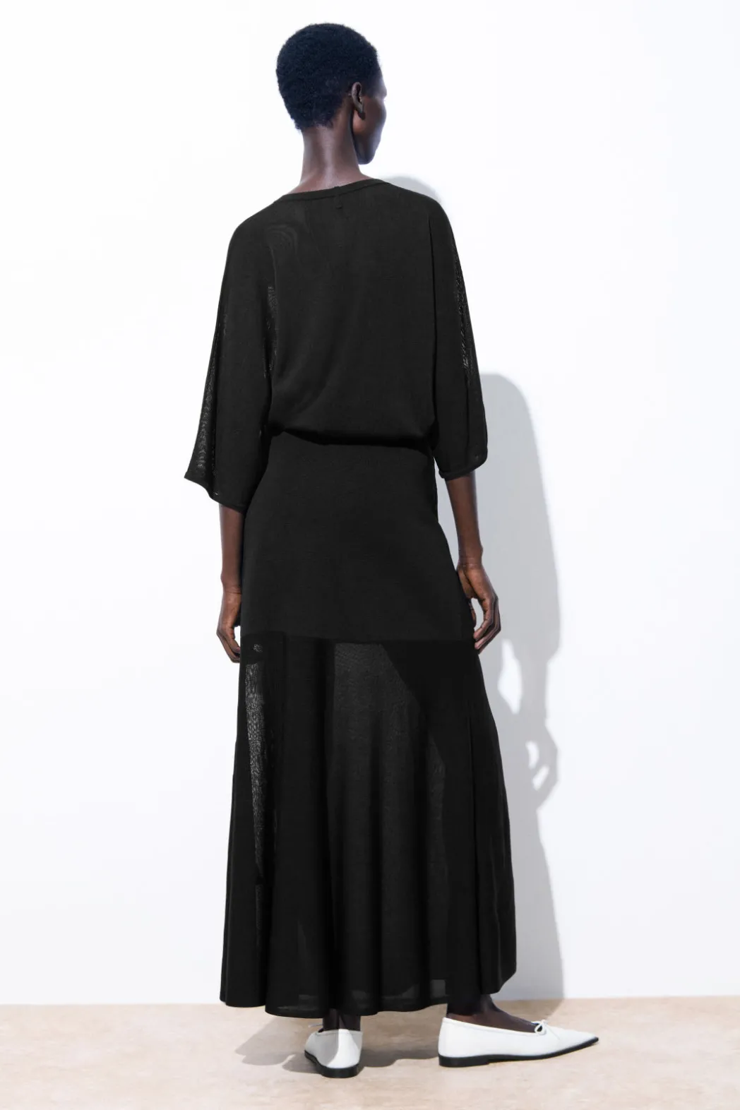 Hot COS THE FLUID KNITTED T-SHIRT BLACK