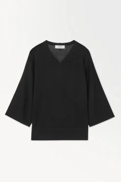 Hot COS THE FLUID KNITTED T-SHIRT BLACK