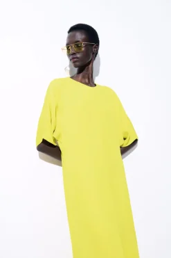 COS THE FLUID T-SHIRT DRESS YELLOW