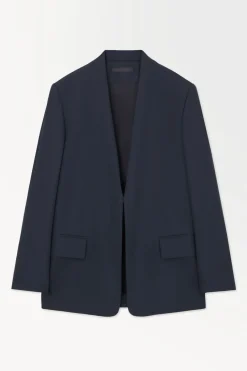 Online COS THE FOLDED-LAPEL WOOL BLAZER NAVY