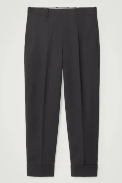 Online COS THE FOLD-UP TAPERED PANTS CARBON