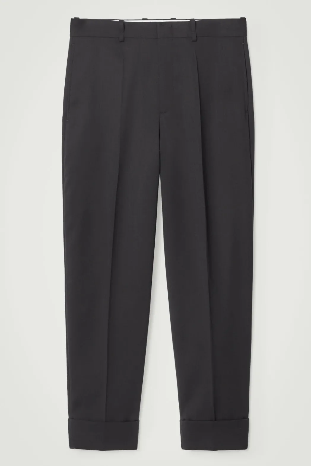 Online COS THE FOLD-UP TAPERED PANTS CARBON
