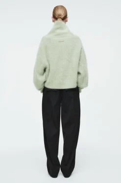 New COS THE FUNNEL-NECK BRUSHED-CASHMERE SWEATER PISTACHIO