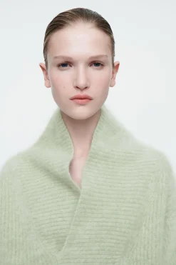 New COS THE FUNNEL-NECK BRUSHED-CASHMERE SWEATER PISTACHIO