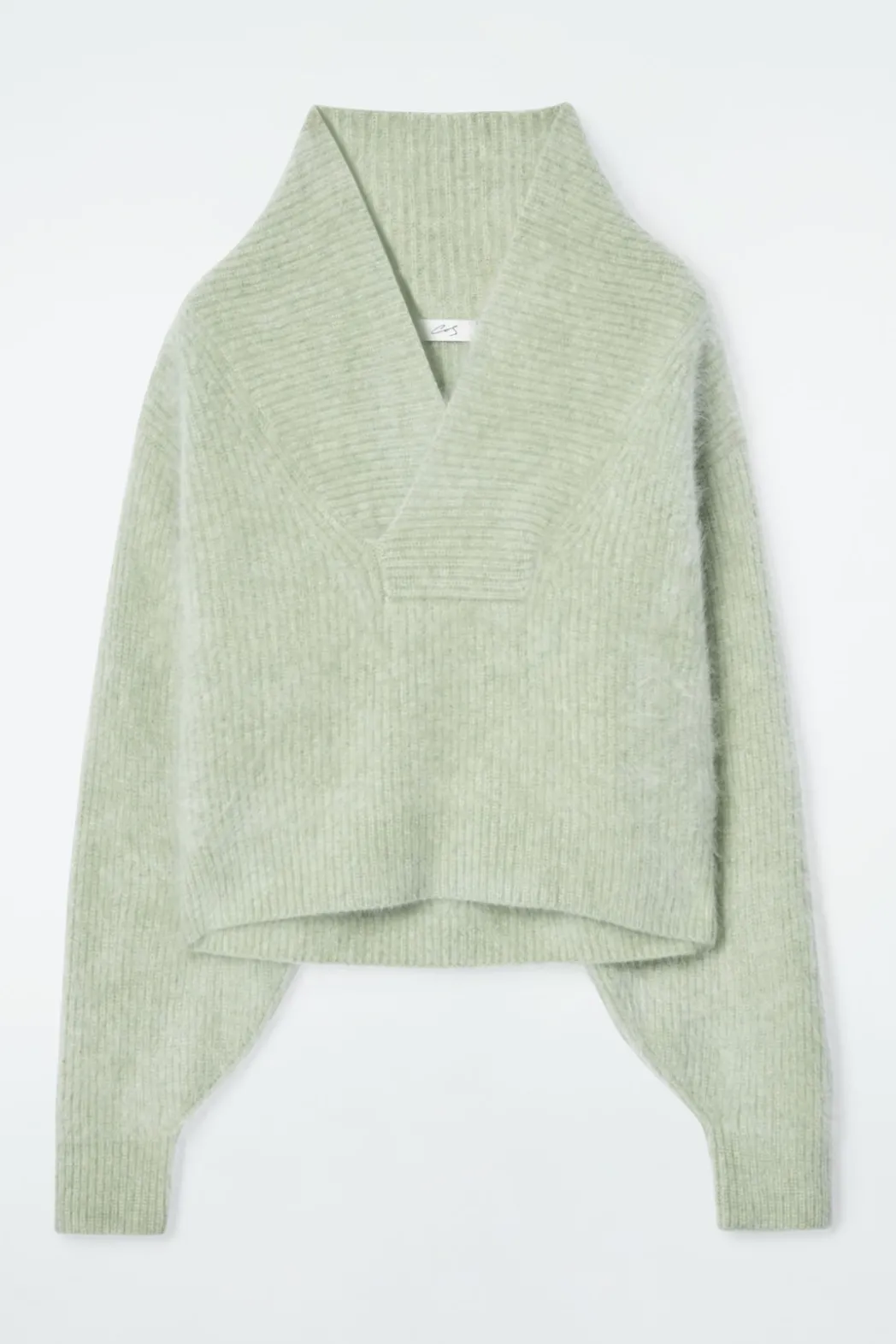 New COS THE FUNNEL-NECK BRUSHED-CASHMERE SWEATER PISTACHIO