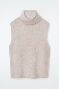 Online COS THE FUNNEL-NECK BRUSHED-CASHMERE TANK LATTE