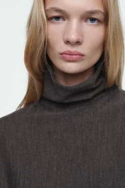 New COS THE FUNNEL-NECK MERINO WOOL SWEATER CHESTNUT