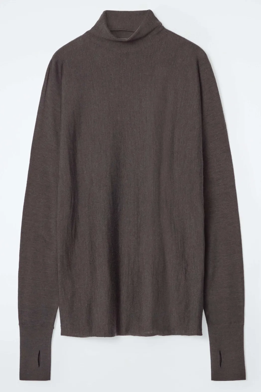 New COS THE FUNNEL-NECK MERINO WOOL SWEATER CHESTNUT