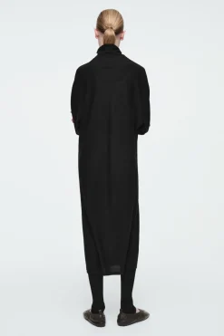 Sale COS THE FUNNEL-NECK MERINO WOOL DRESS CARBON