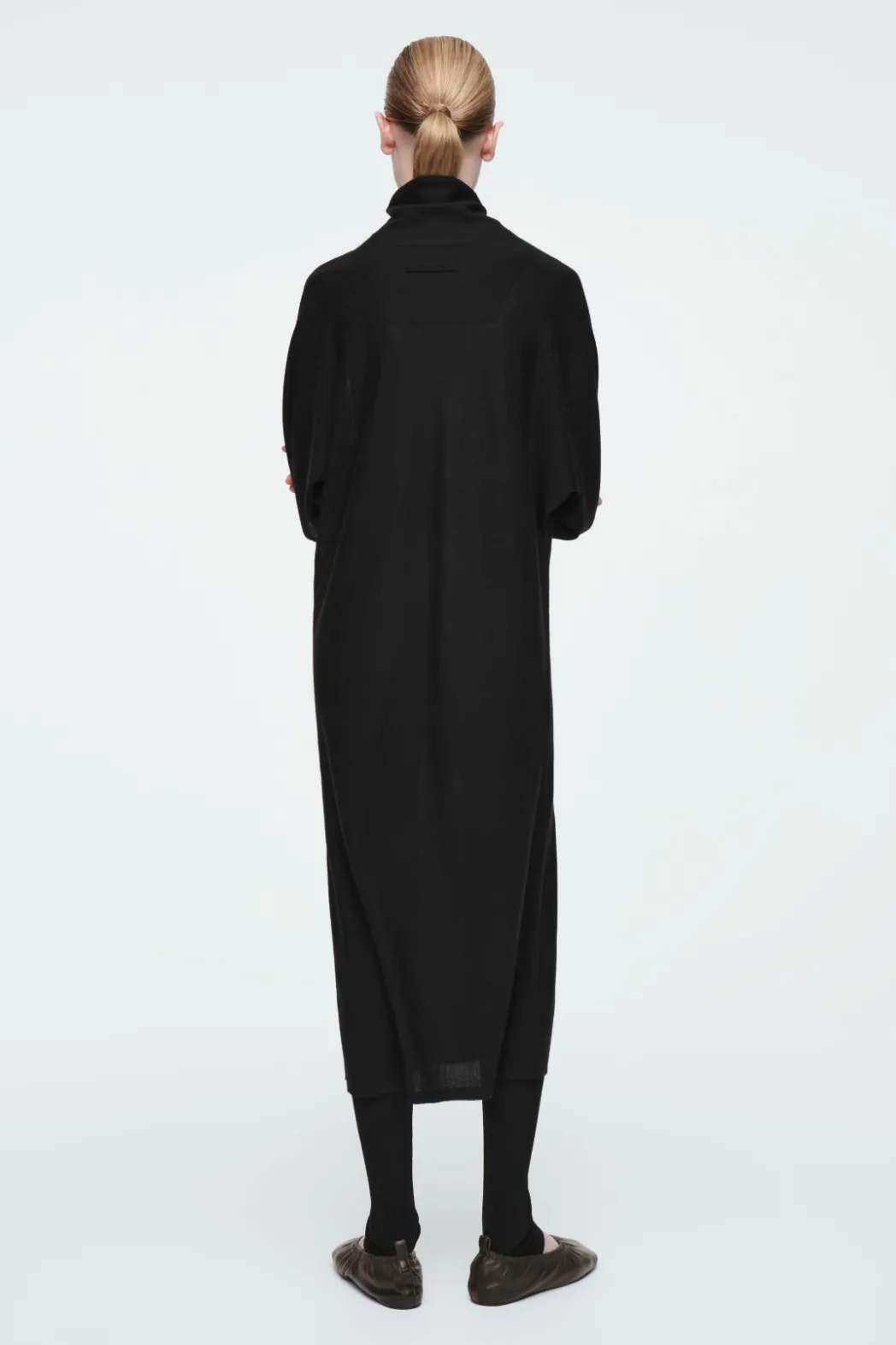 Sale COS THE FUNNEL-NECK MERINO WOOL DRESS CARBON