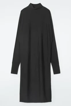 Sale COS THE FUNNEL-NECK MERINO WOOL DRESS CARBON