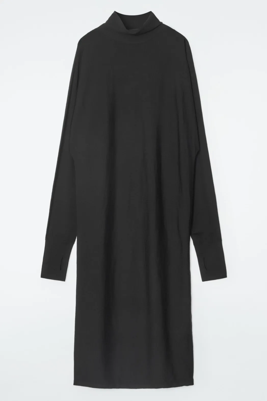 Sale COS THE FUNNEL-NECK MERINO WOOL DRESS CARBON