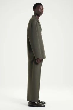 New COS THE HALF-PLACKET OVERSHIRT MOSS