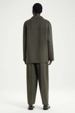 New COS THE HALF-PLACKET OVERSHIRT MOSS