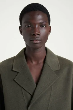 New COS THE HALF-PLACKET OVERSHIRT MOSS