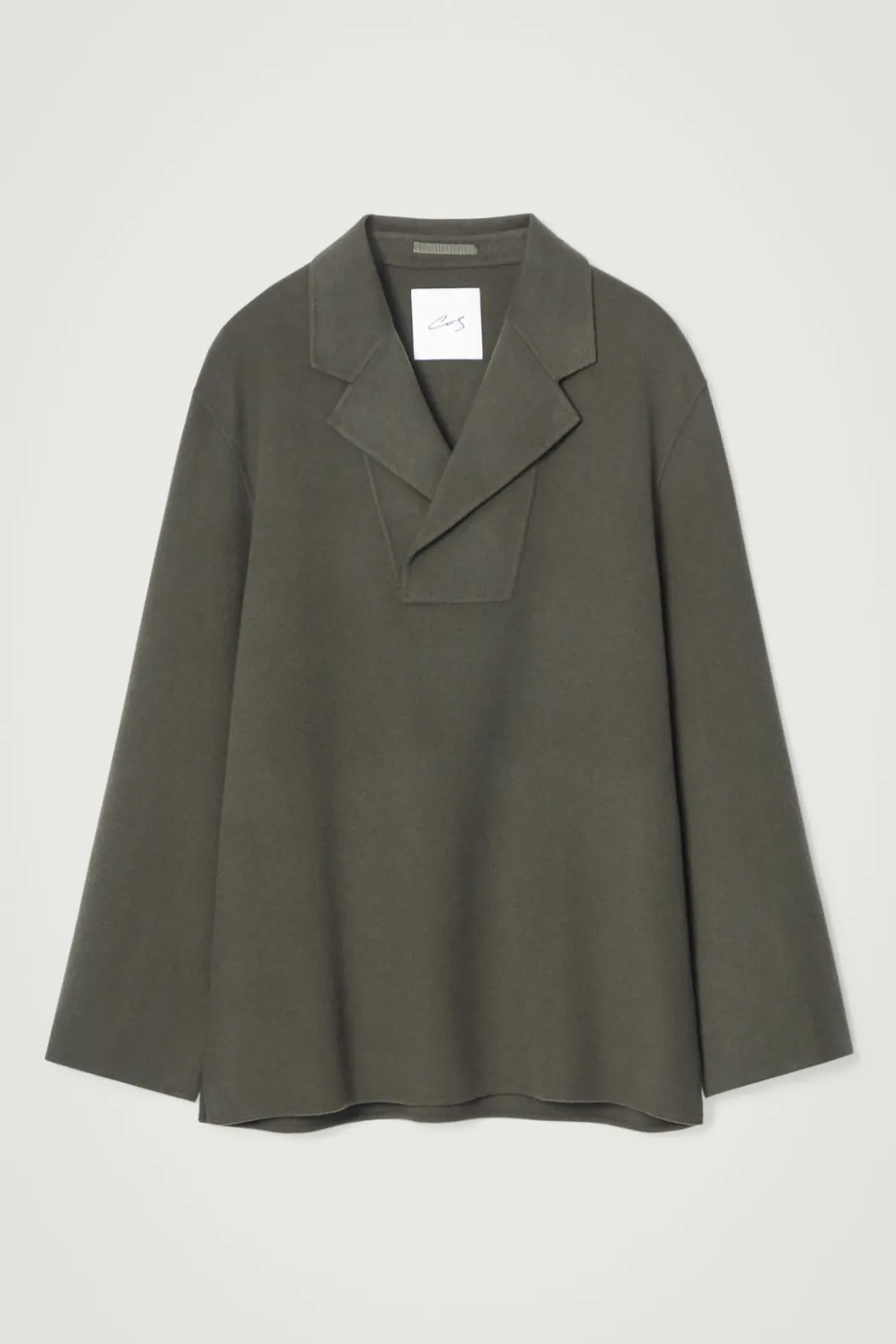 New COS THE HALF-PLACKET OVERSHIRT MOSS