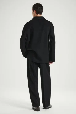 COS THE HALF-PLACKET OVERSHIRT CARBON