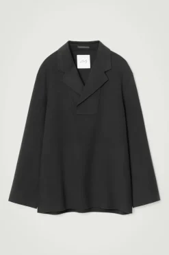 COS THE HALF-PLACKET OVERSHIRT CARBON