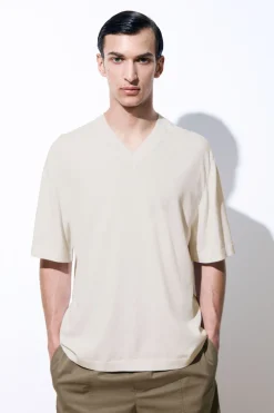 Best COS THE KNITTED SILK T-SHIRT WHITE