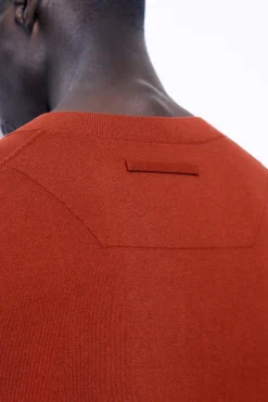 Discount COS THE KNITTED SILK T-SHIRT RUST