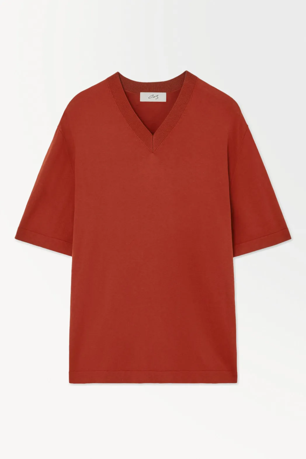 Discount COS THE KNITTED SILK T-SHIRT RUST