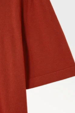 Discount COS THE KNITTED SILK T-SHIRT RUST